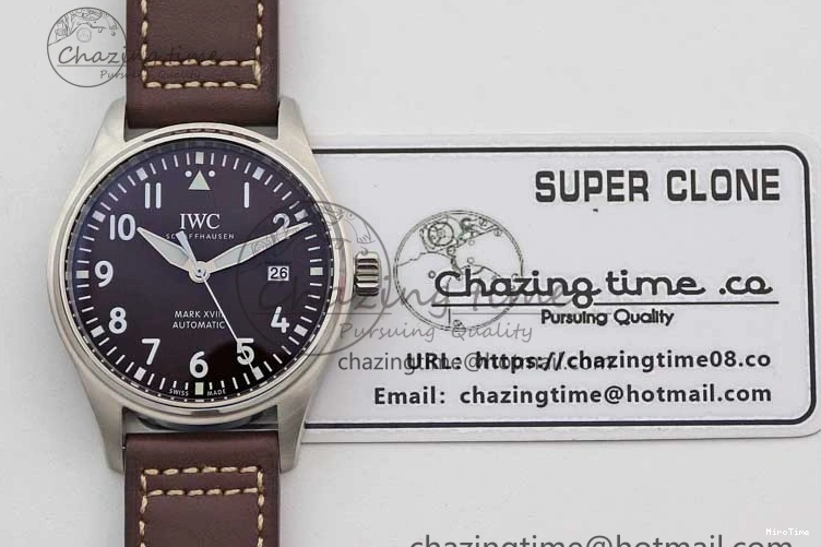 MIROTIME 0413 HighQuality Mark XVIII IW327010 SS M+F 1:1 Best Edition Brown Dial on Brown Leather Strap A 7049